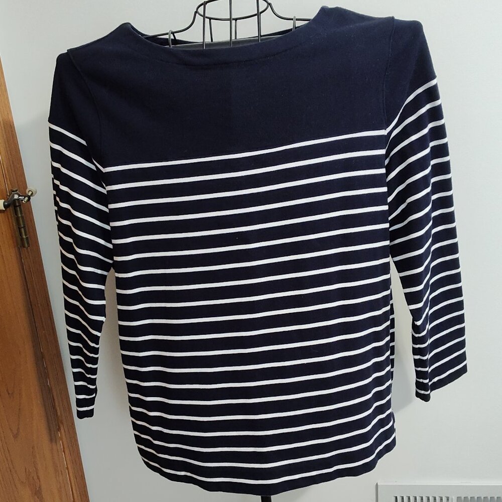Lauren Ralph Lauren navy blue & white striped long sleeve top, EUC, size 2X